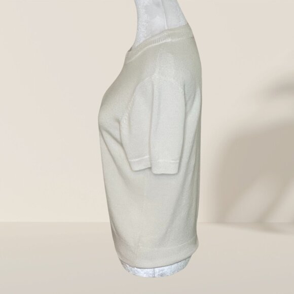 Sag Harbor Petite Cream Short Sleeve Sweater - Size PM - Picture 2 of 5